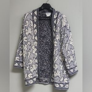 Chessy Lewis Cardigan  Black white & gray  Chunky and warm  70% Wool Size Small